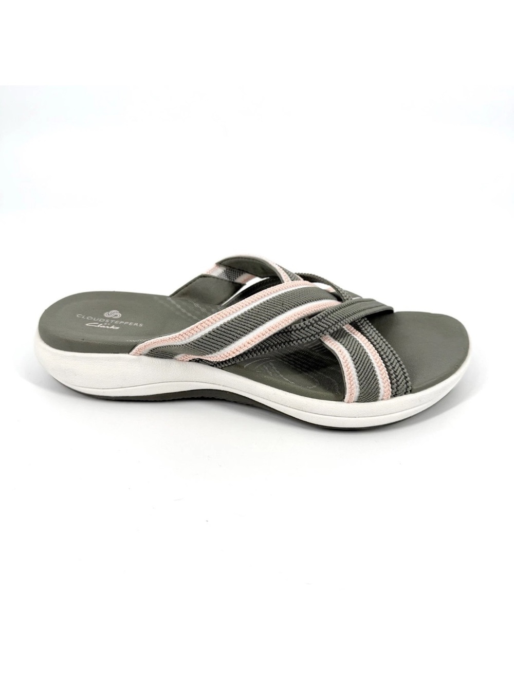 Clarks Cloudsteppers Mira Isle Slide Sandals Womens Size 8.5 W Olive Green